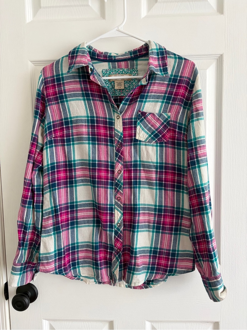 Arizona Jean Company Pink & Teal Plaid Button-Down Shirt